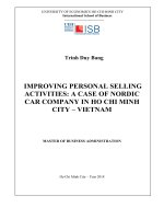 Improving personal selling activities a case of nordic car company in ho chi minh city   vietnam 