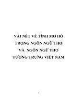 VÀI nét về TÍNH mơ hồ TRONG NGÔN NGỮ THƠ và  NGÔN NGỮ THƠ TƯỢNG TRƯNG VIỆT NAM