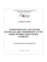Turnover rate and unfair paying salary and benefit at tin nghia petrol joint stock company 