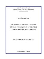 Tác động của kiệt quệ tài chính đến các công cụ quản lý thu nhập tại các doanh nghiệp việt nam 