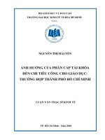 Ảnh hưởng của phân cấp tài khóa đến chi tiêu công cho giáo dục trường hợp thành phố hồ chí minh 