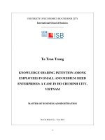 Knowledge sharing intention among employees in small and medium sized enterprises a case in ho chi minh city viet nam 