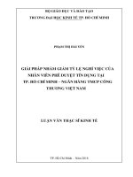 Giải pháp giảm thiểu tình trạng nghỉ việc của nhân viên phê duyệt tín dụng tại tp  hồ chí minh – ngân hàng TMCP công thương việt nam 