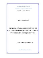 Tác động của dòng tiền và yếu tố hạn chế tài chính đến đầu tư của các công ty niêm yết tại việt nam 