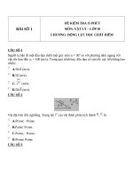 ĐỀ KIỂM TRA 15 PHÚT MÔN: VẬT LÝ – LỚP 10  CHƯƠNG: ĐỘNG LỰC HỌC CHẤT ĐIỂM