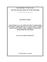 Ảnh hưởng của các nhân tố chất lượng kiểm toán đến ý định tiếp tục sử dụng công ty kiểm toán bằng chứng thực nghiệm tại địa bàn thành phố hồ chí minh 