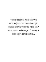 THỰC TRẠNG PHỔ cập và HUY ĐỘNG các NGUỒN lực CỘNG ĐỒNG TRONG  PHỔ cập GIÁO dục TIỂU học  ở HUYỆN sốp cộp, TỈNH sơn LA