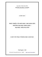 Phát triển văn hóa đọc cho sinh viên trường đại học khoa học – đại học thái nguyên 