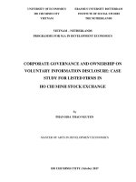 Corporate governance and ownership on voluntary information disclosure case study for listed firms in ho chi minh stock exchange 