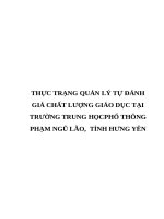 THỰC TRẠNG QUẢN lý tự ĐÁNH GIÁ CHẤT LƯỢNG GIÁO dục tại TRƯỜNG TRUNG HỌCPHỔ THÔNG PHẠM NGŨ lão,  TỈNH HƯNG yên