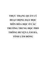 THỰC TRẠNG QUẢN lý  HOẠT ĐỘNG dạy học    môn hóa học ở các TRƯỜNG TRUNG học PHỔ THÔNG HUYỆN lâm hà, TỈNH lâm ĐỒNG