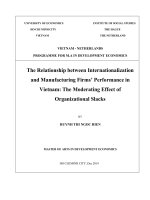 The relationship between internationalization and manufacturing firms’ performance in vietnam the moderating effect of organizational slacks 