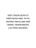 THỰC TRẠNG QUẢN lý THIẾT bị dạy học  ở các TRƯỜNG TRUNG học PHỔ THÔNG  THÀNH PHỐ đà lạt TỈNH lâm ĐỒNG