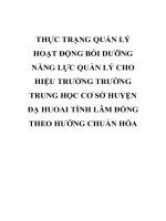 THỰC TRẠNG QUẢN lý HOẠT ĐỘNG bồi DƯỠNG NĂNG lực QUẢN lý CHO HIỆU TRƯỞNG TRƯỜNG TRUNG học cơ sở HUYỆN đạ HUOAI TỈNH lâm ĐỒNG THEO HƯỚNG CHUẨN hóa