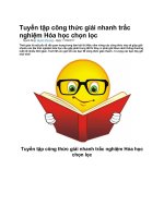 Tuyển tập công thức giải nhanh trắc nghiệm hóa học chọn lọc