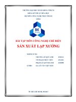 BÀI TẬP MÔN CÔNG NGHỆ CHẾ BIẾN SẢN XUẤT LẠP XƯỞNG