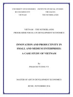 Innovation and productivity in small and medium enterprises a case study of vietnam 