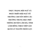 THỰC TRẠNG đội NGŨ và PHÁT TRIỂN đội NGŨ tổ TRƯỞNG CHUYÊN môn các TRƯỜNG TRUNG học PHỔ THÔNG HUYỆN lâm hà, TỈNH lâm ĐỒNG THEO TIẾP cận QUẢN lý NGUỒN NHÂN lực