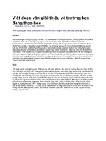 Viết đoạn văn giới thiệu về trường bạn đang theo học