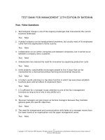 Test bank for management 12th edition by bateman 