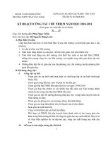 KẾ HOẠCH CÔNG TÁC CHỦ NHIỆM NĂM HỌC 2010