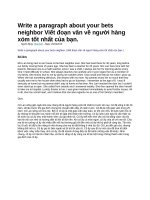 Write a paragraph about your bets neighbor viết đoạn văn về người hàng xóm tốt nhất của bạn