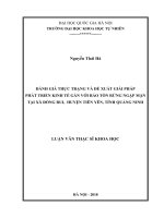 Đánh giá thực trạng và đề xuất các giải pháp phát triển kinh tế gắn với bảo tồn rừng ngập mặn xã đồng rui, huyện tiên yên, tỉnh quảng ninh 