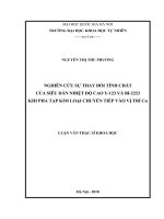 Nghiên cứu sự thay đổi tính chất của siêu dẫn nhiệt độ cao y 123 và bi 2223 khi pha tạp kim loại chuyển tiếp vào vị trí cu 