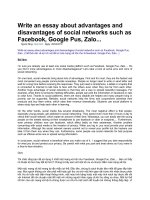 Write an essay about advantages and disavantages of social networks such as facebook