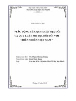 Bài tiểu luận Tác động của quy luật địa đới và quy luật phi địa đới đối với thiên nhiên Việt Nam