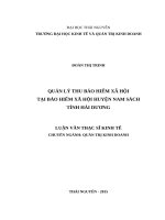 Quản lý thu bảo hiểm xã hội tại bảo hiểm xã hội huyện nam sách tỉnh hải dương 