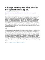 Viết đoạn văn tiếng anh kể lại một tình huống mà khiến bạn sợ hãi