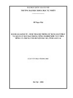 Đánh giá kinh tế   sinh thái hệ thống sử dụng đất phục vụ quản lý đất đai trong nông nghiệp khu vực phía đông và trung tâm huyện bắc hà, tỉnh lào cai 