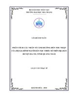 Phân tích các nhân tố ảnh hưởng đến thu nhập hộ gia đình người dân tộc thiểu số trên dịa bàn huyện ba tơ, tỉnh quảng ngãi 