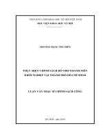 Thực hiện chính sách hỗ trợ thanh niên khởi nghiệp tại Thành phố Hồ Chí Minh (Luận văn thạc sĩ)