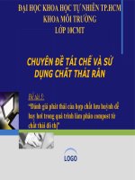 Đánh giá phát thải của hợp chất lưu huỳnh dễ bay hơi trong quá trình làm phân compost từ chất thải đô thị