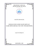 Đánh giá chất lượng nguồn nhân lực tại hệ thống kho bạc nhà nước tỉnh khánh hòa 