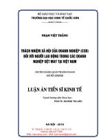 LA08 067 trách nhiệm xã hội của doanh nghiệp (CSR) đối với người lao động trong các doanh nghiệp dệt may tại việt nam 