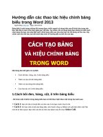 Hướng dẫn các thao tác hiệu chỉnh bảng biểu trong word 2013