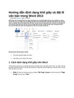 Hướng dẫn định dạng khổ giấy và đặt lề văn bản trong word 2013