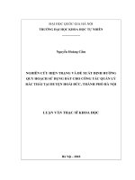 Nghiên cứu hiện trạng và đề xuất định hướng quy hoạch sử dụng đất cho công tác quản lý rác thải tại huyện hoài đức, thành phố hà nội 