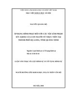 Áp dụng hình phạt đối với các tội phạm xâm phạm sức khỏe của con người từ thực tiễn thành phố hạ long, tỉnh quảng ninh 
