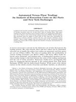 Venkataraman automated versus floor trading an analysis of execution costs on the paris and new york exchanges 