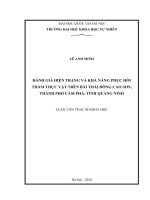 Đánh giá hiện trạng và khả năng phục hồi thảm thực vật trên bãi thải đông cao sơn, thành phố cẩm phả, tỉnh quảng ninh 