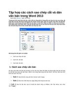 Tập hợp các cách sao chép cắt và dán văn bản trong word 2013