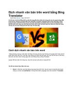 Dịch nhanh văn bản trên word bằng bing translator