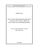 Quản lý hoạt động biểu diễn nghệ thuật tại trung tâm văn hóa   thông tin quận ngô quyền, thành phố hải phòng 