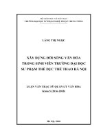 Xây dựng đời sống văn hóa trong sinh viên trường ĐHSP TDTT hà nội 
