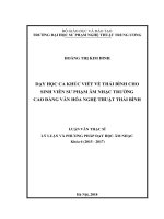 Dạy học ca khúc viết về thái bình cho sinh viên sư phạm âm nhạc trường cao đẳng văn hóa nghệ thuật thái bình 