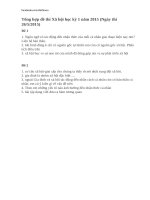 Tổng hợp đề thi xã hội học kỳ 1 năm 2015 